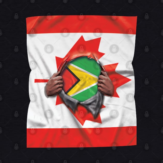 Guyana Flag Canadian Flag Ripped - Gift for Guyanese From Guyana by Country Flags